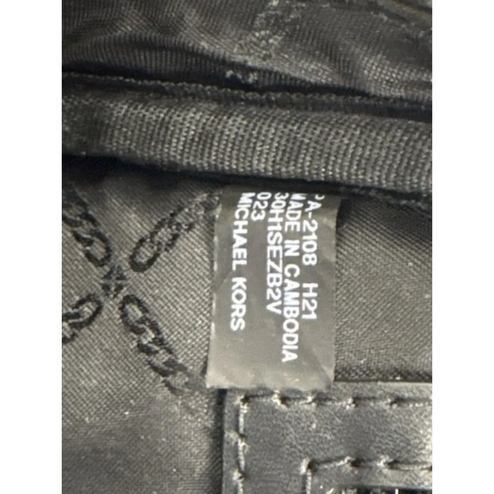 Michael Kors Rhea Medium Metallic MK Logo Backpack Silver Tone Zip Bag EUC